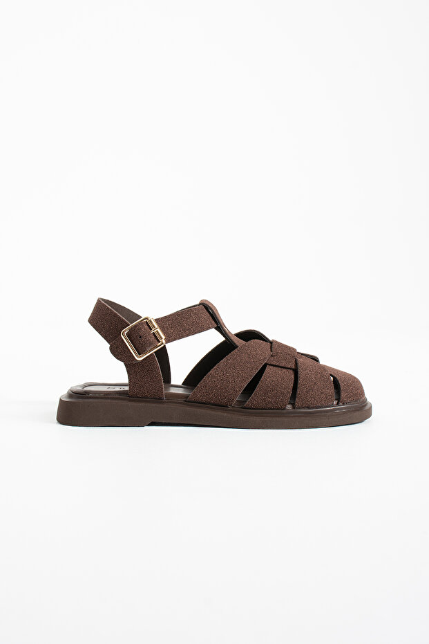 Sofi̇a Suede Women's Sandals with Adjustable Ankle Clasp Detail
