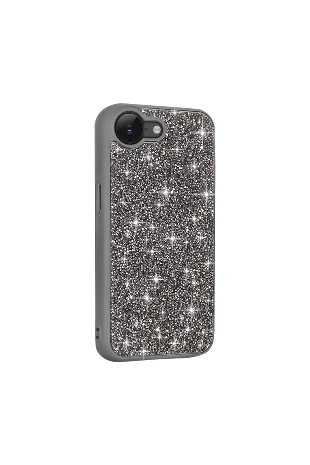 iPhone 17E Case Glittery Diamond Stone Camera Raised Silicone Vrdr