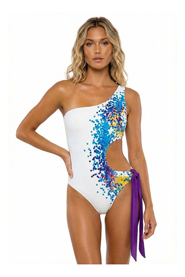 SwimSuit Spotted Ombre (White/Purple)