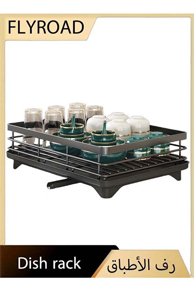 Two-Tier Dish Drying Rack Black for Kitchen