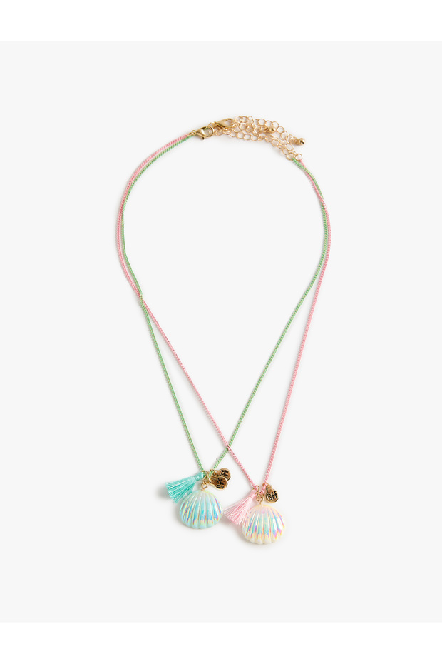 Steel Mixed 2-Piece Charm Seashell Friendship Necklace