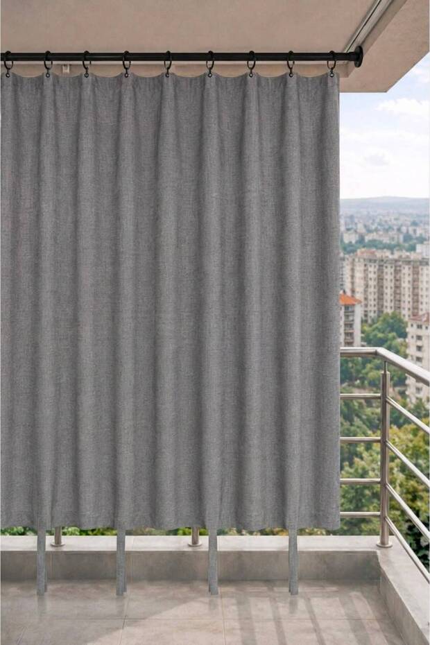 Anthracite Balcony Screen with Ring Ties, Water-Resistant Outdoor Modern Balcony Tarpaulin