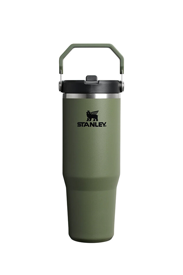 The Iceflow Flip Straw Thermos Cup with Straw 0.89 Lt Flask Khaki