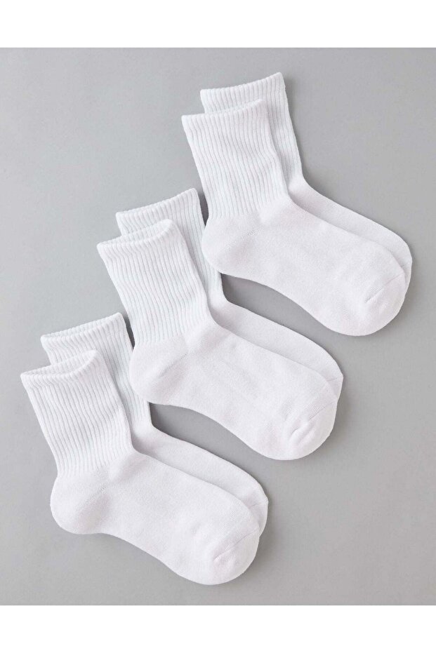 AE Solid Cropped Crew Socks 3-Pack