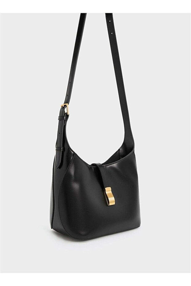 Wisteria Belted Shoulder Bag - Black