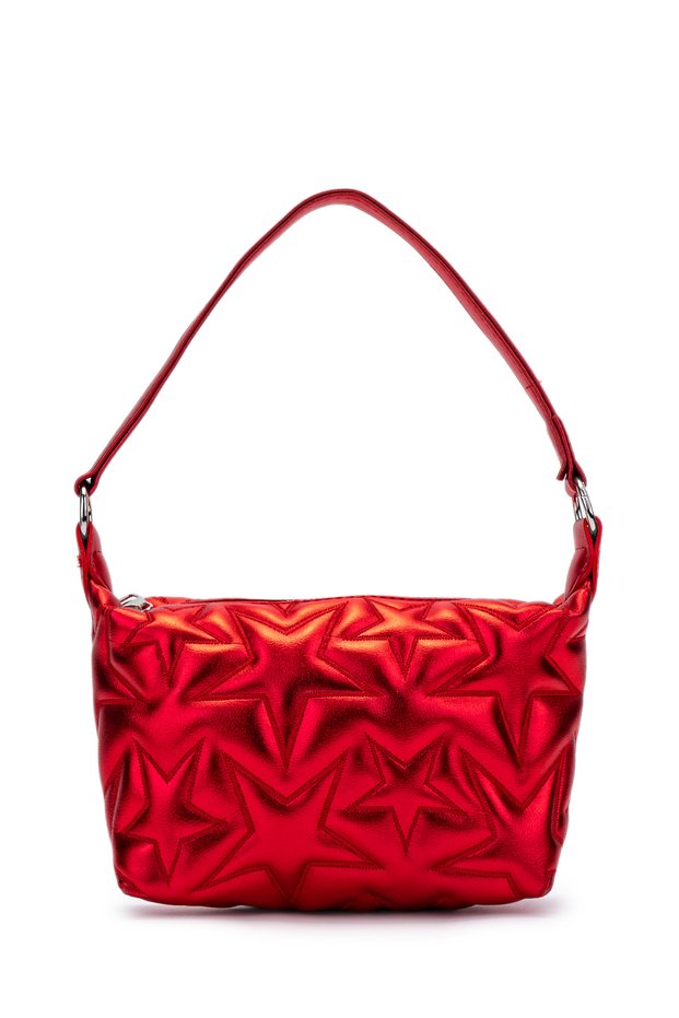 Star Detailed Mini Baguette Women's Crossbody Bag Alpha Red