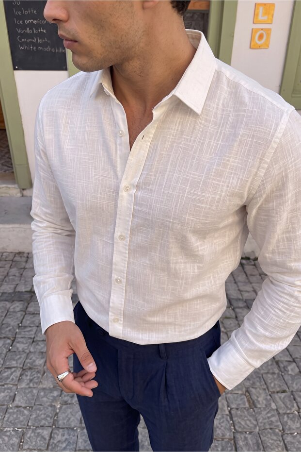 Adra Premium 100% Cotton Regular Fit White Men's Shirt