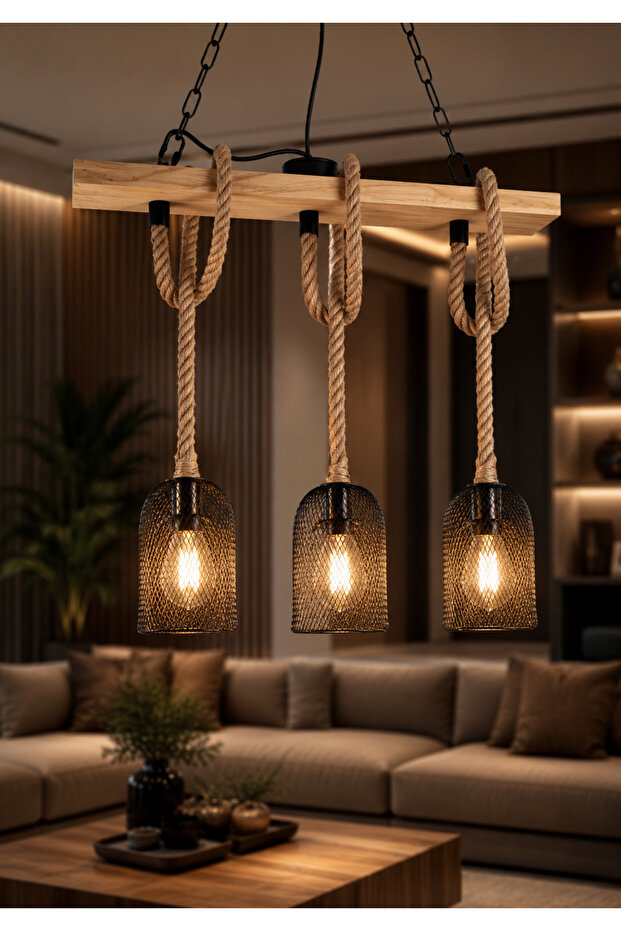 نجفة حبال ريفي معلقة تصميم عصري | مودرن 70cm