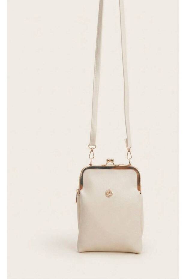 Crossbody Phone and Shoulder Bag with Gold Detail and Lock Clip