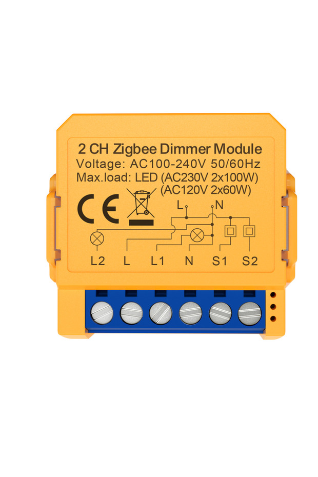 AVATTO Zigbee-2gang AVATTO Tuya ZigBee/WiFi Dimmer Switch Module DIY Breaker 1/2 Gang Supports 2 Way
