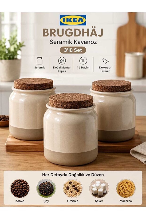 Mediterranean Brugdhaj Set of 3 Stylish and Modern Jars 1 Lt