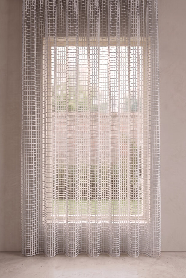 Mira Series Mesh Tulle Curtain Without Pleats - Light Gray