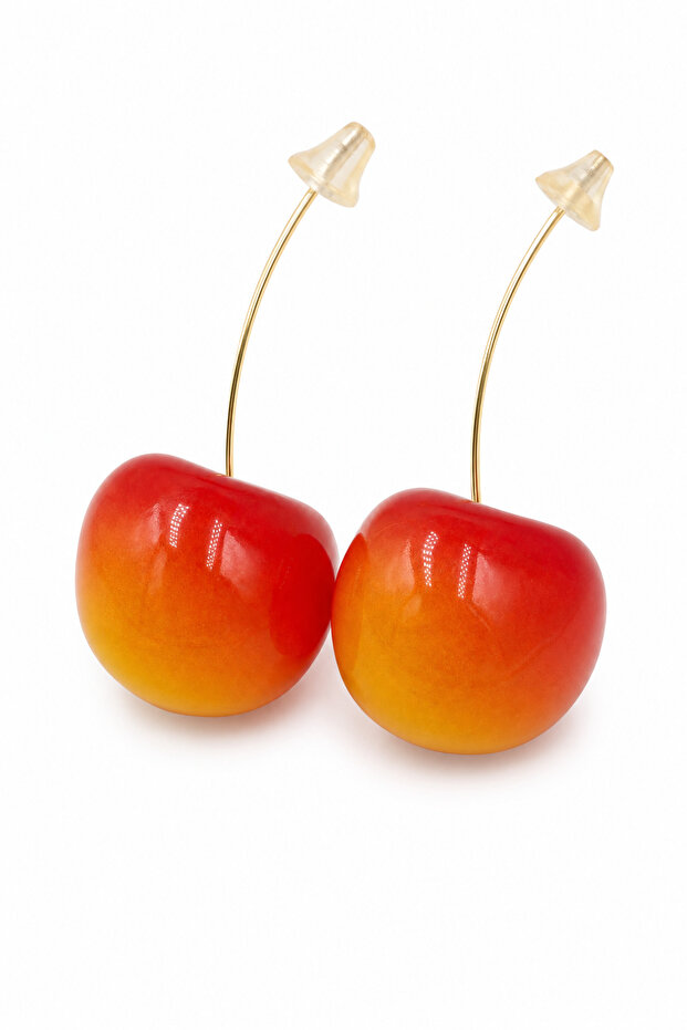 Cherry Design Yellow Tone Bijoux Earrings - Stylish Dangle Earrings with Vibrant Color Transition