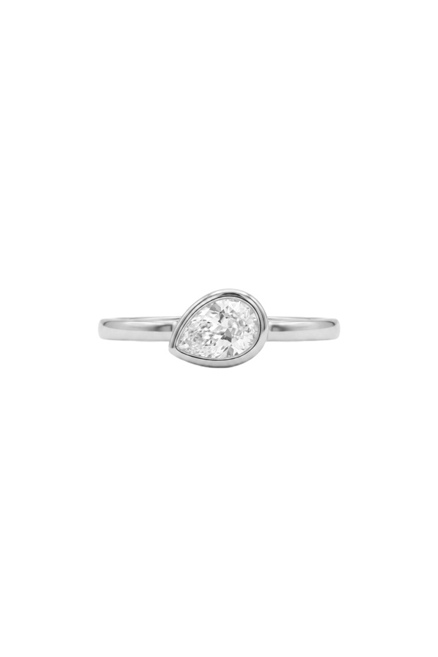Steel Drop Stone Adjustable Ring Silver