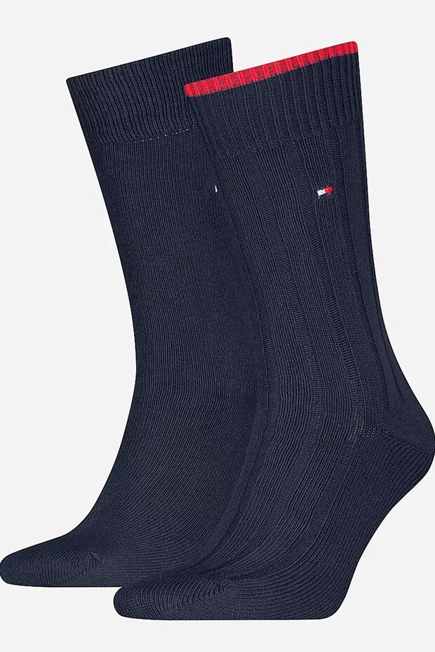 Structured Ribbed 2 Pack Socks Navy Thick Cotton Long Socks 2-Pack Navy Blue