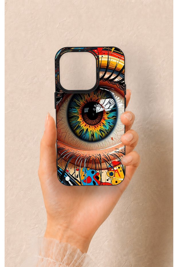 iPhone 14 Pro Compatible Colorful Eye-Pop Pattern Silicone Case