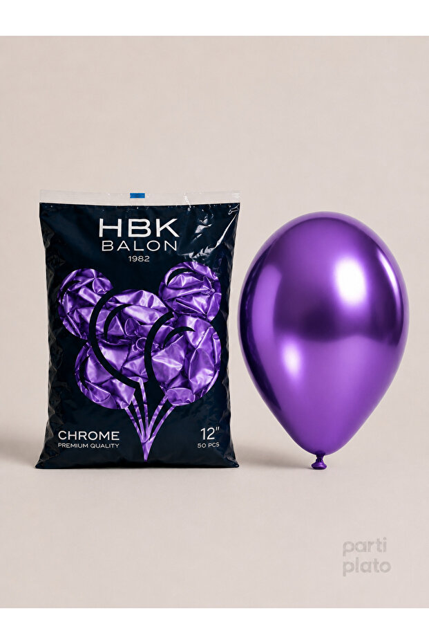 12 Inch Chrome Balloon Hbk Purple (Purple) 50's