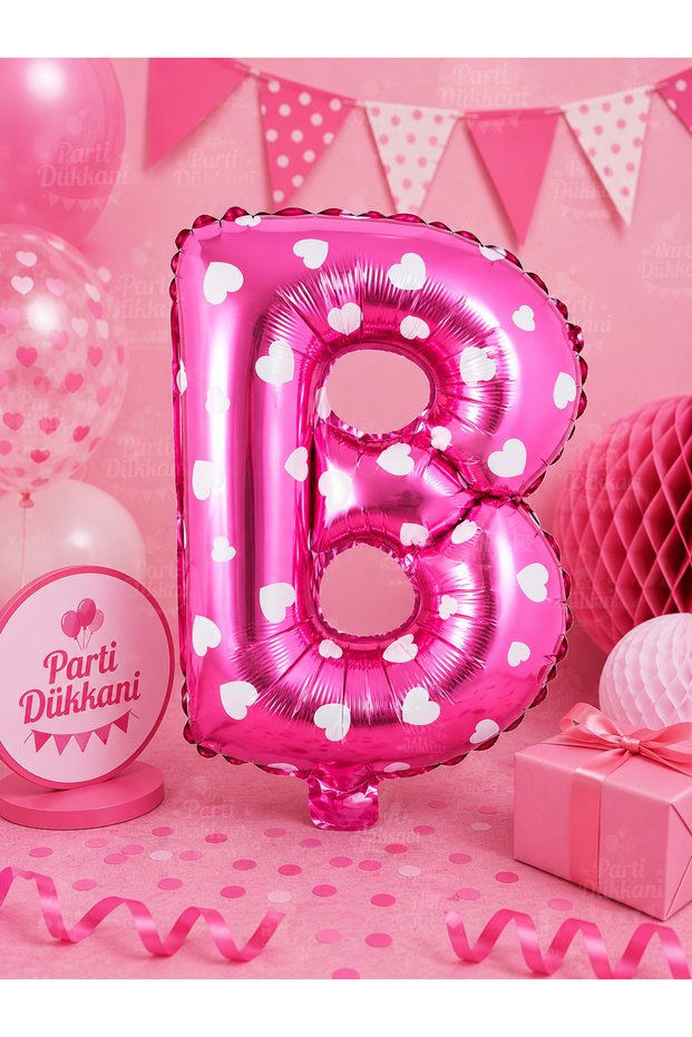 16 Inch 36 cm Polka Dot Pink Letter B Foil Balloon Birthday Name Writing Party Decoration