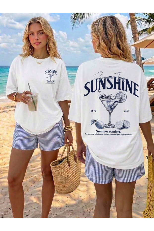 Women's Sunshine 1975 Printed Oversized T-Shirt