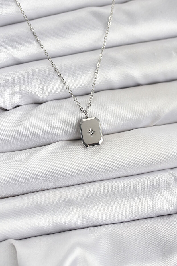316L Steel Chain Silver Color Minimal North Star Model Women's Necklace