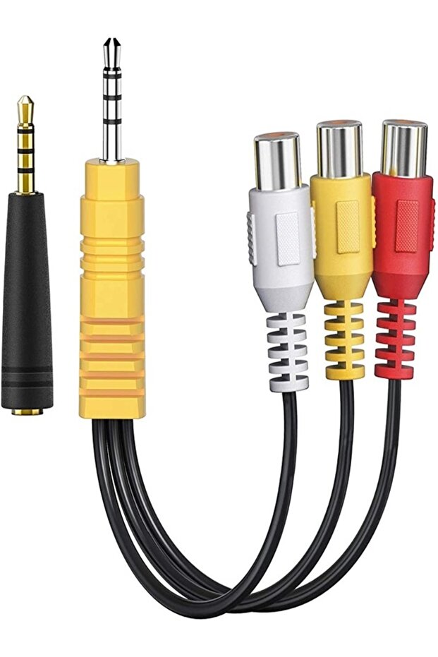 كابل محول فيديو AV من ذكر إلى 3 أنثى RCA مقاس 3.5 ملم
