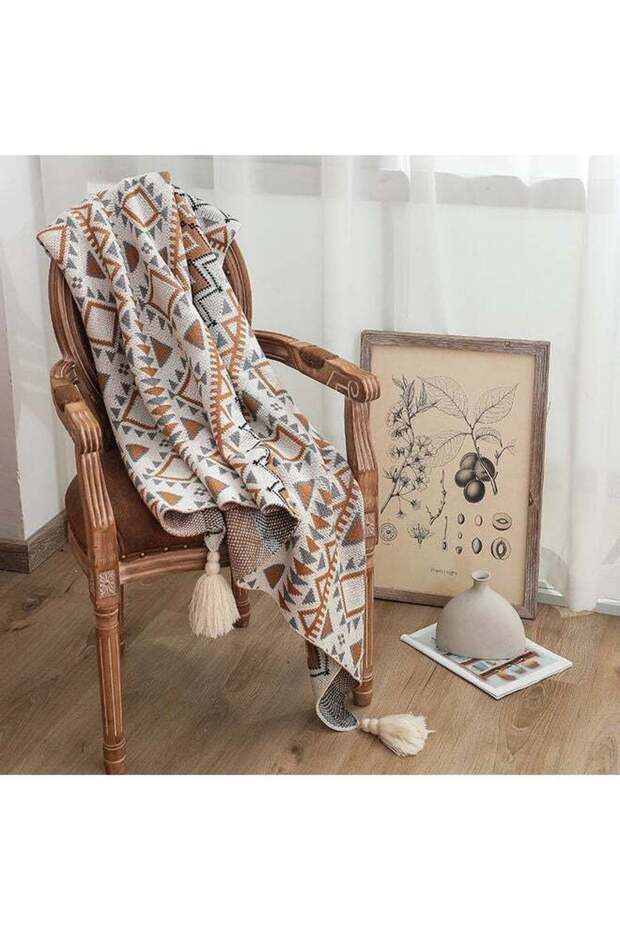 بطانية بوهيمية محبوكة بسيطة