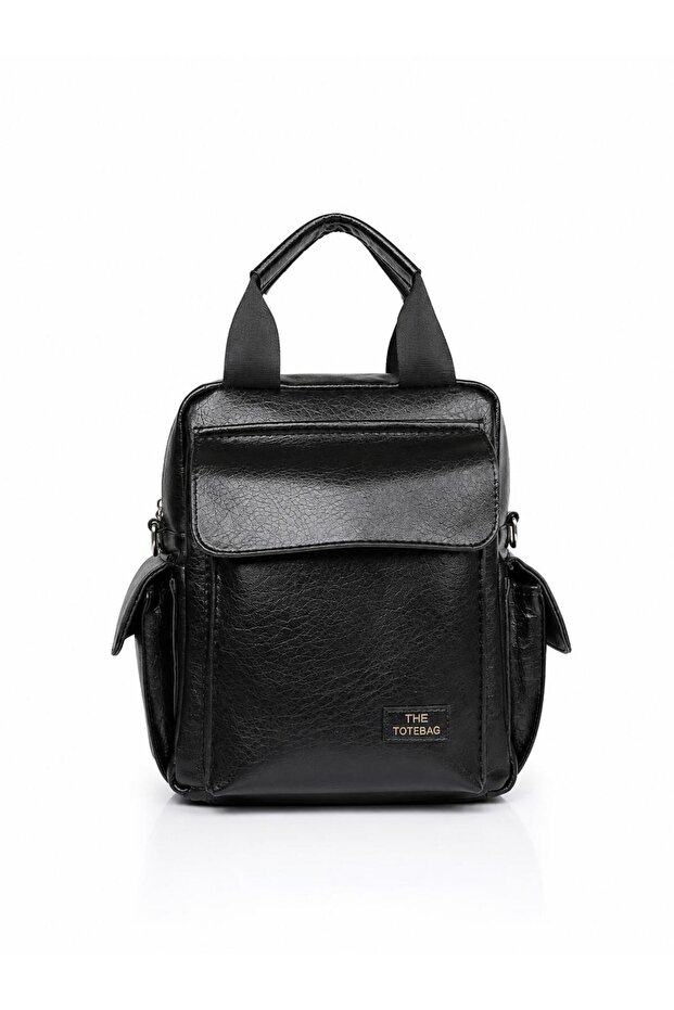 Women's Swan Black Multi-Pocket Zippered & Flap Adjustable Strap Travel & Daily Backpack