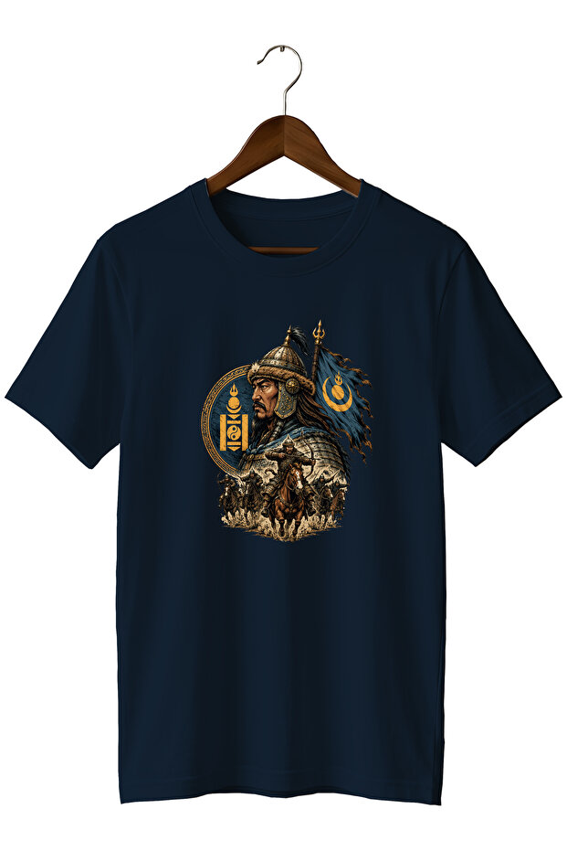 Mongolian Empire Warrior Printed Unisex T-Shirt – Horse-Armed Army and Steppe-Themed Design