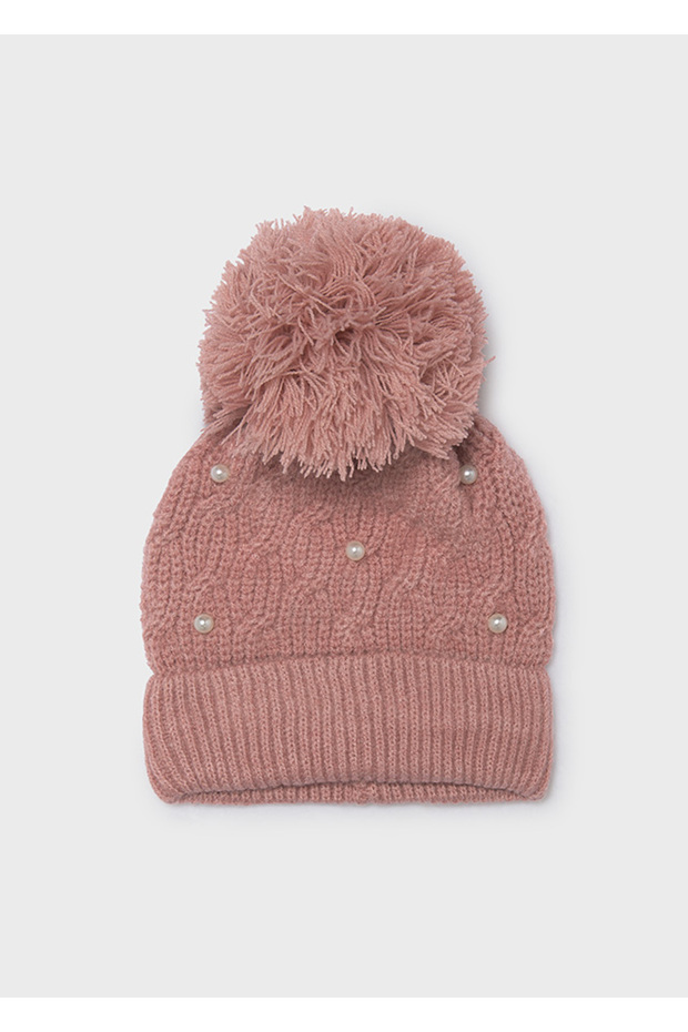 Girl's Pearl Decorated Pompom Hat 10308