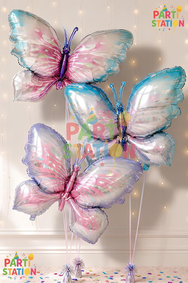Set of 3 Large Butterfly Balloons 95X70 cm