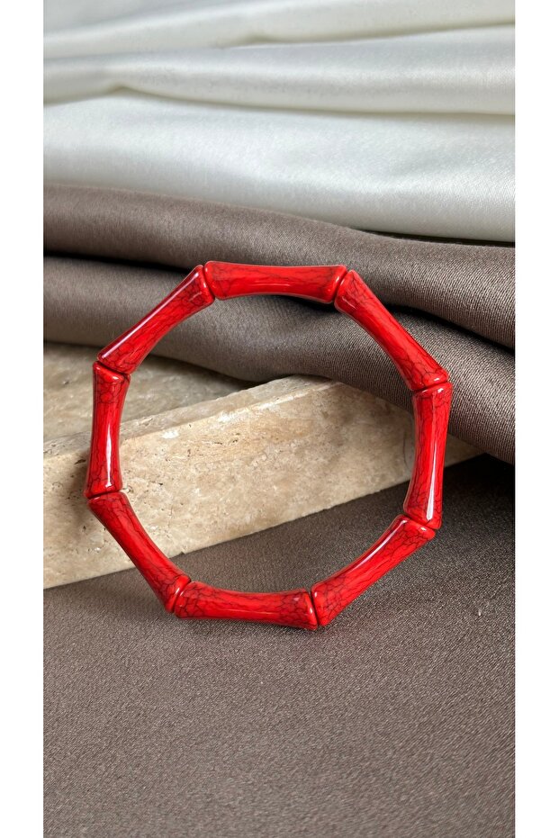 سوار أكريليك مرن بتصميم الخيزران - سوار من الراتنج على شكل الخيزران