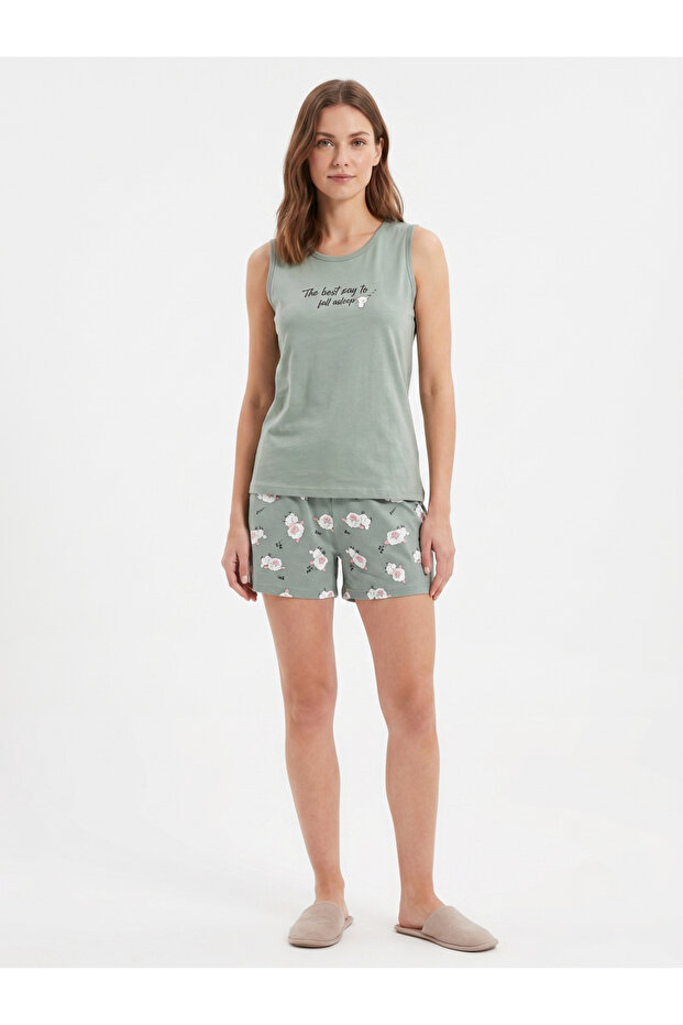100% Combed Cotton Women's Japanese Style Sheep Pattern Shorts Set