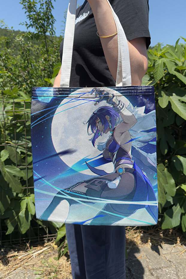 Yelan Genshin Impact V5 Double-Sided Canvas Print Tote Bag Anime Bag