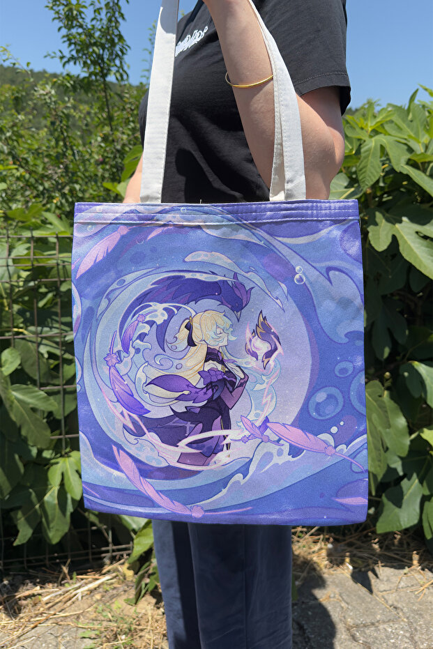 Fischl Genshin Impact V2 Double-Sided Canvas Print Tote Bag Anime Bag