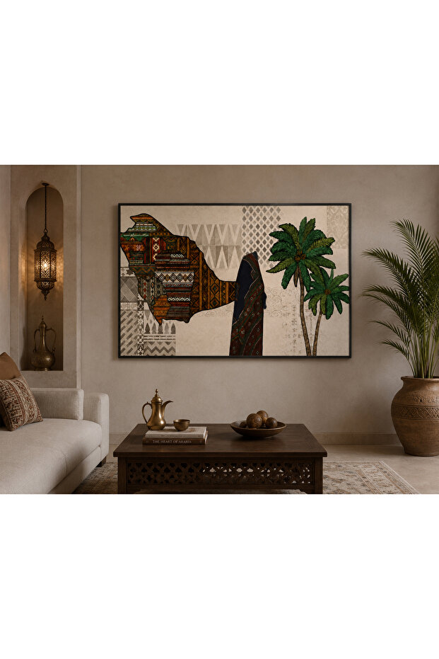 لوحة كانفس جدارية فاخرة – تصميم تراثي عربي لديكور المجلس والصالون ✨