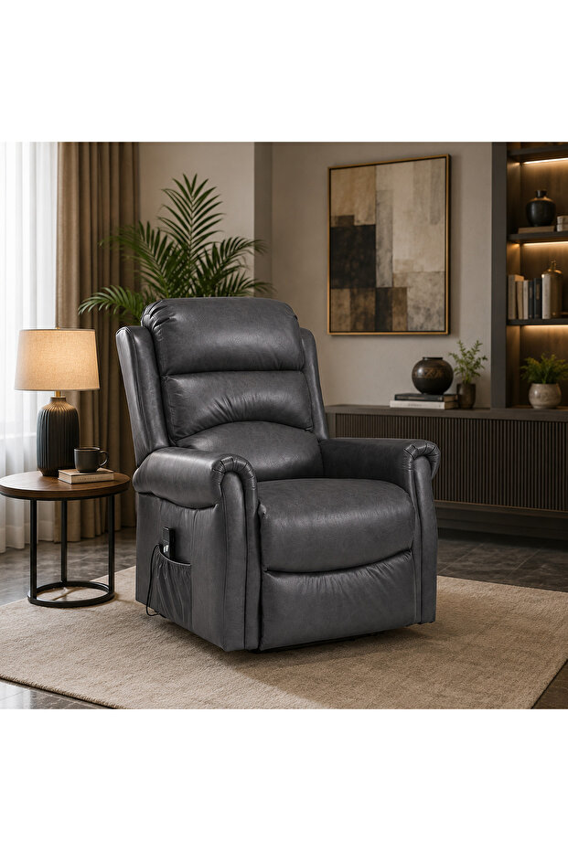 كرسي استرخاء كهربائي فاخر قابل للإمالة والرفع | Luxury Electric Recliner Lift Chair – المقاسات: العرض 79 × العمق 56 × الارتفاع 110 × ارتفاع المقعد 53 سم – تصميم مريح لكبار السن والاسترخاء المنزلي