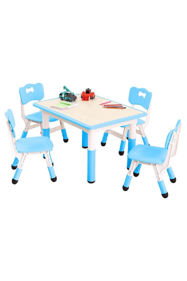 5PCS Plastic + MDF 80x60CM Children Table and Chair Set (One Table Four Chairs) - Stylish, Practical, Multi-purpose Tool