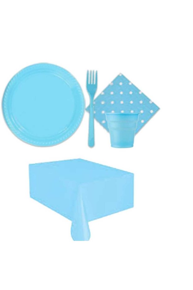 25-Pack Blue Plastic Plate Cup Concept