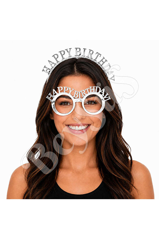 Happy Birthday Tac Glasses Set Silver