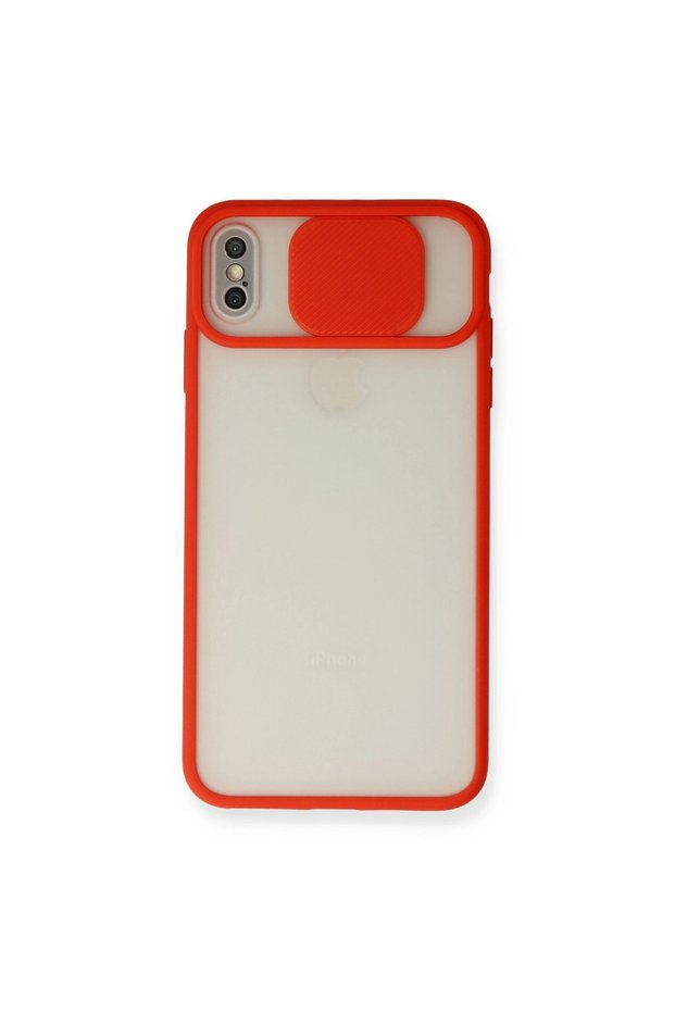 Apple iPhone XS Max Case Palm Frosted Camera Sliding Silicone - Red