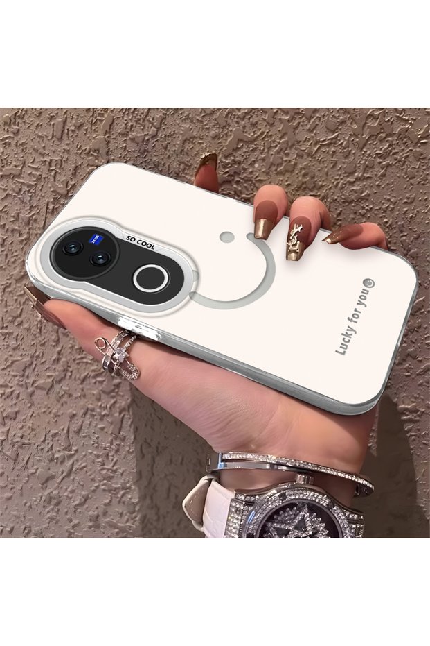 Vivo V50 Compatible Simple Written Smiley Face Case, Ins Style Relaxing Stylish Finish