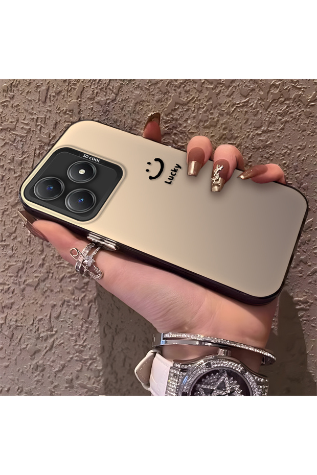 Realme C63 4G/C61 Compatible Simple Written Smiley Face Case, Ins Style Relaxing Stylish Finish