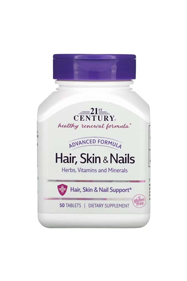 Hair Vitamin Skin & Nails Advanced Formula 50 Tablets (Inositol+Paba+Bi̇otin+B12)