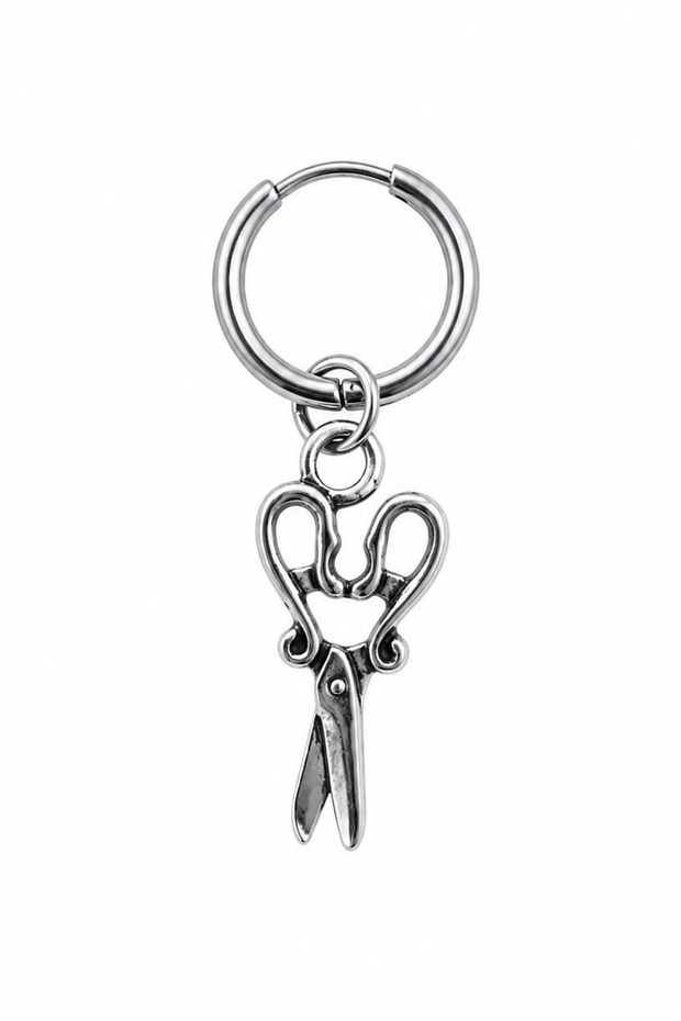 Unisex Silver Color Surgical Steel Dangle Scissors Figured Hoop Earrings 1 Piece