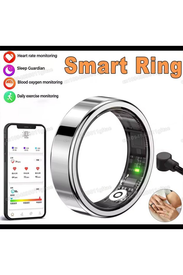 13 Silver 2026 New Smart Ring Heart Rate Blood Pressure Sleep Monitoring Motion Tracking IP68 Waterp