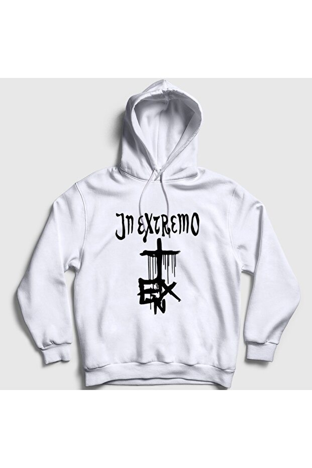 Unisex White Logo in Extremo Metal Hooded Sweatshirt 617782Tt