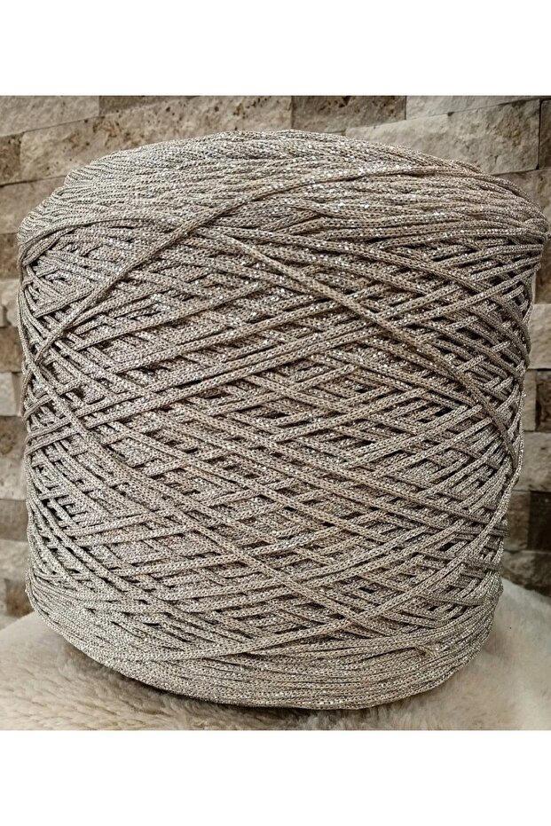 1St Quality Macrame Polyester 3mm Supla-Bag-Accessory Thread (250Gr) Color-Ecru/Silvery