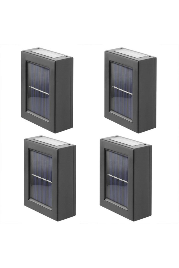 4-piece solar wall light, outdoor garden and courtyard decorative light, top and bottom illuminating fence light, outdoor decorative white light