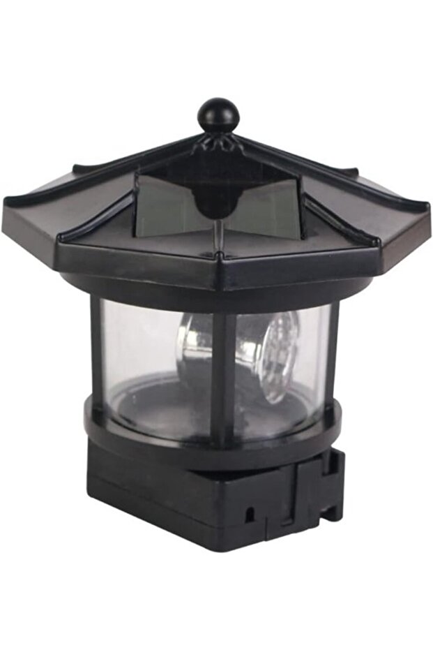 1-pack solar-powered rotating beacon outdoor retro lantern deck lighting renewable solar landscape lighting LED lighthouse tower lamp solo