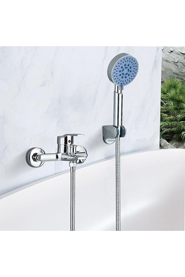 Bathtub faucet with handheld shower head, 5 functions, bathtub mixer faucet with handheld shower head and 1.5-meter hose.